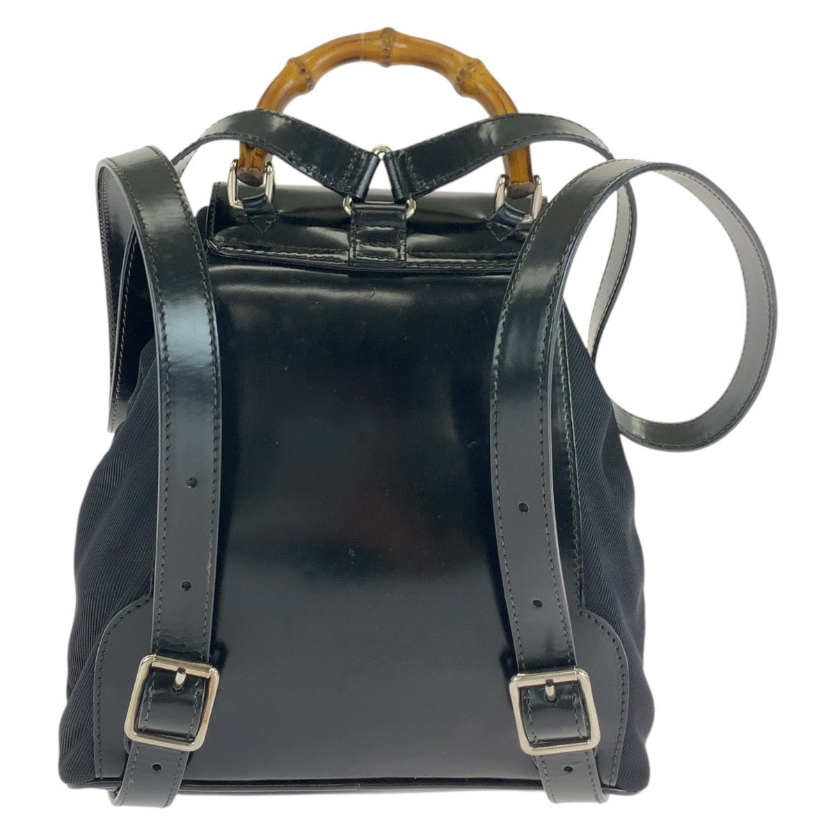 Gucci Backpack 003 SilverMetal Bamboo Leather Black
