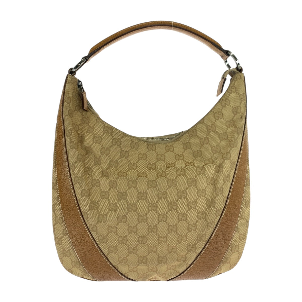 Gucci GG Camel SilverMetal Canvas Beige Shoulder Bag