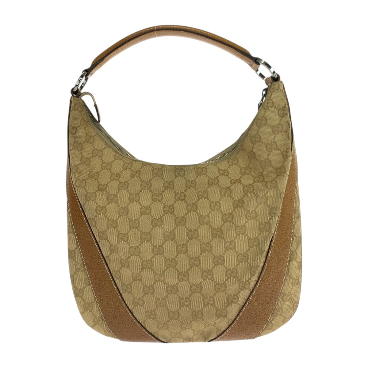 Gucci GG Camel SilverMetal Canvas Beige Shoulder Bag
