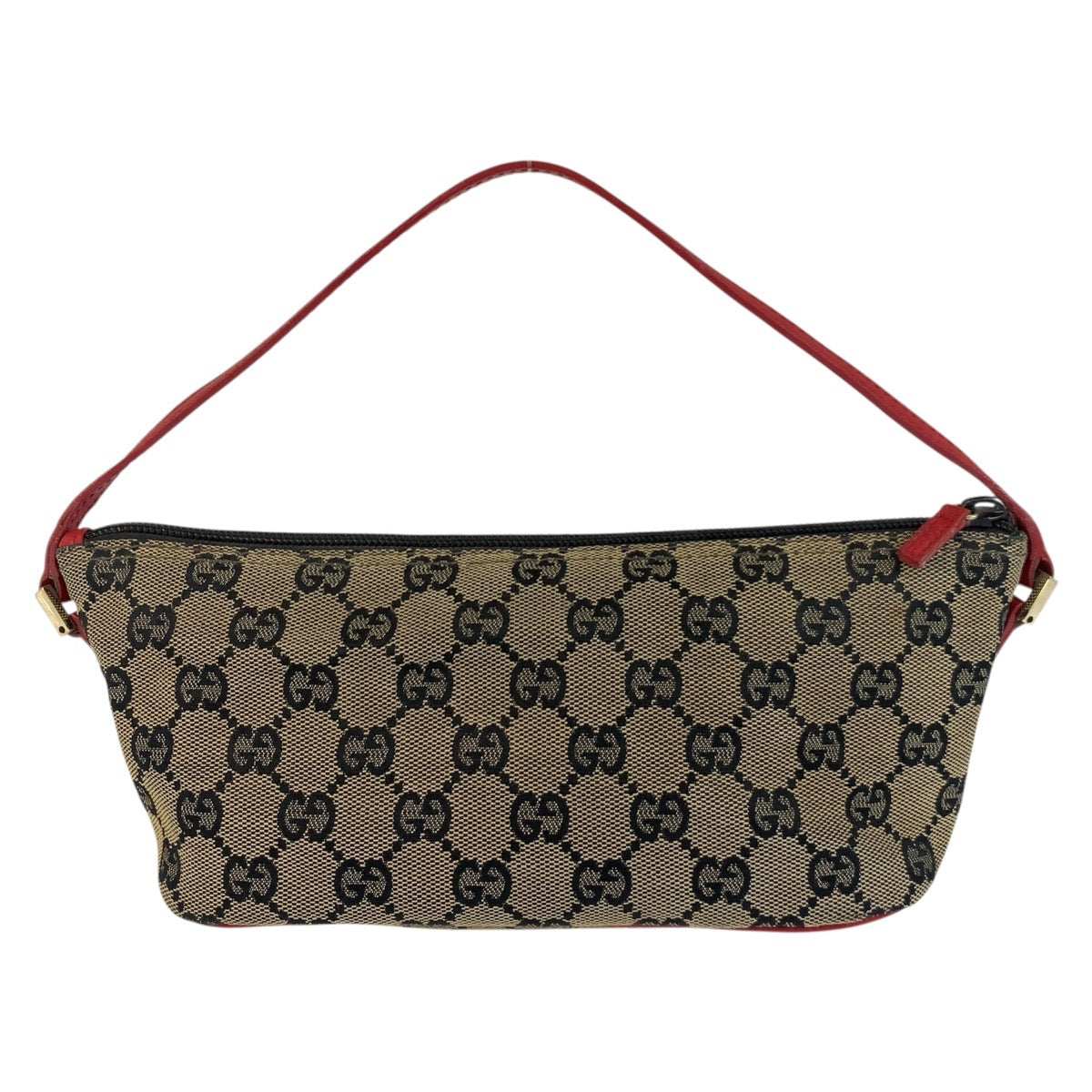 Gucci 039 GG Metal Canvas Beige Red Gold Handbag
