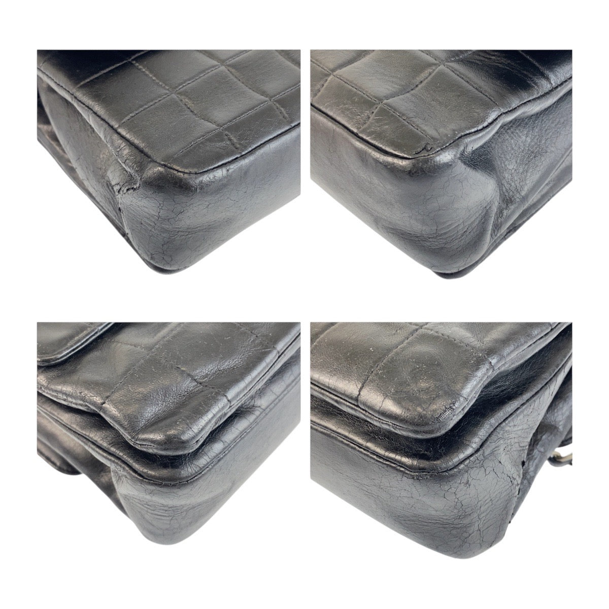 Chanel lambskin SilverMetal Chocolate bar Black Shoulder Bag