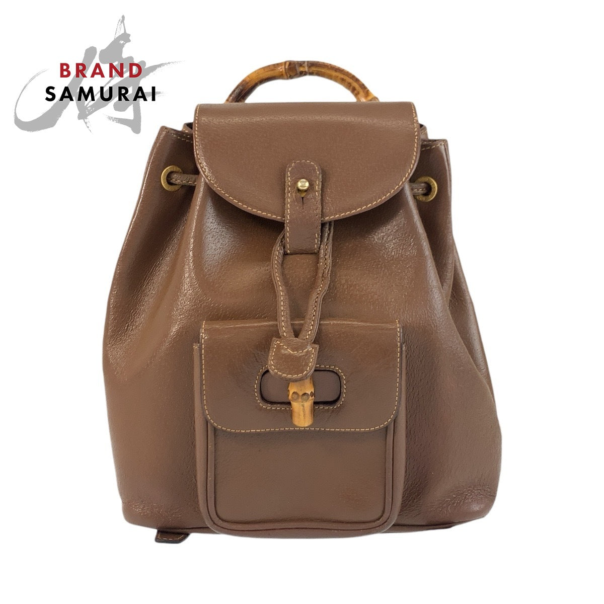 Gucci Backpack 003 Metal Bamboo Leather Brown Gold
