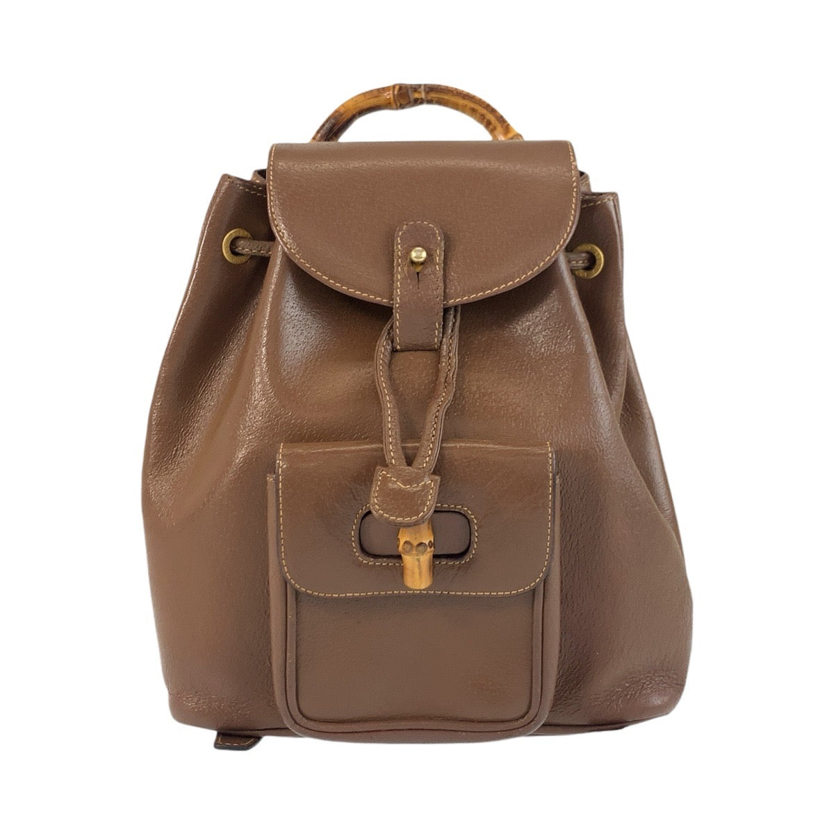 Gucci Backpack 003 Metal Bamboo Leather Brown Gold