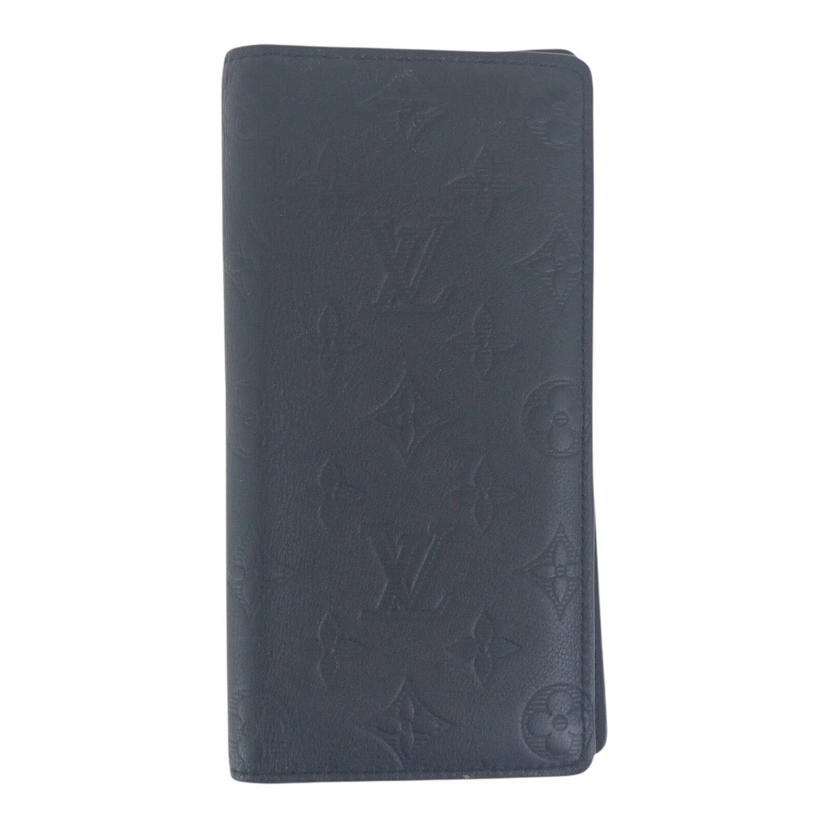 Louis Vuitton Long Purse shadow Portefeuille Braza Monogram Leather Black Wallet Case