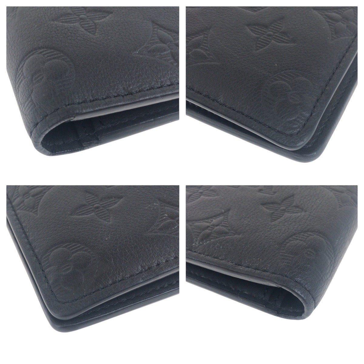 Louis Vuitton Long Purse shadow Portefeuille Braza Monogram Leather Black Wallet Case