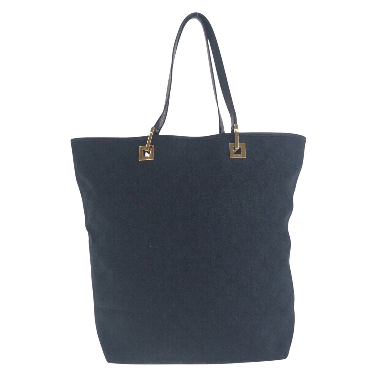 Gucci 002 GG GoldMetal Canvas Black Tote Bag 2