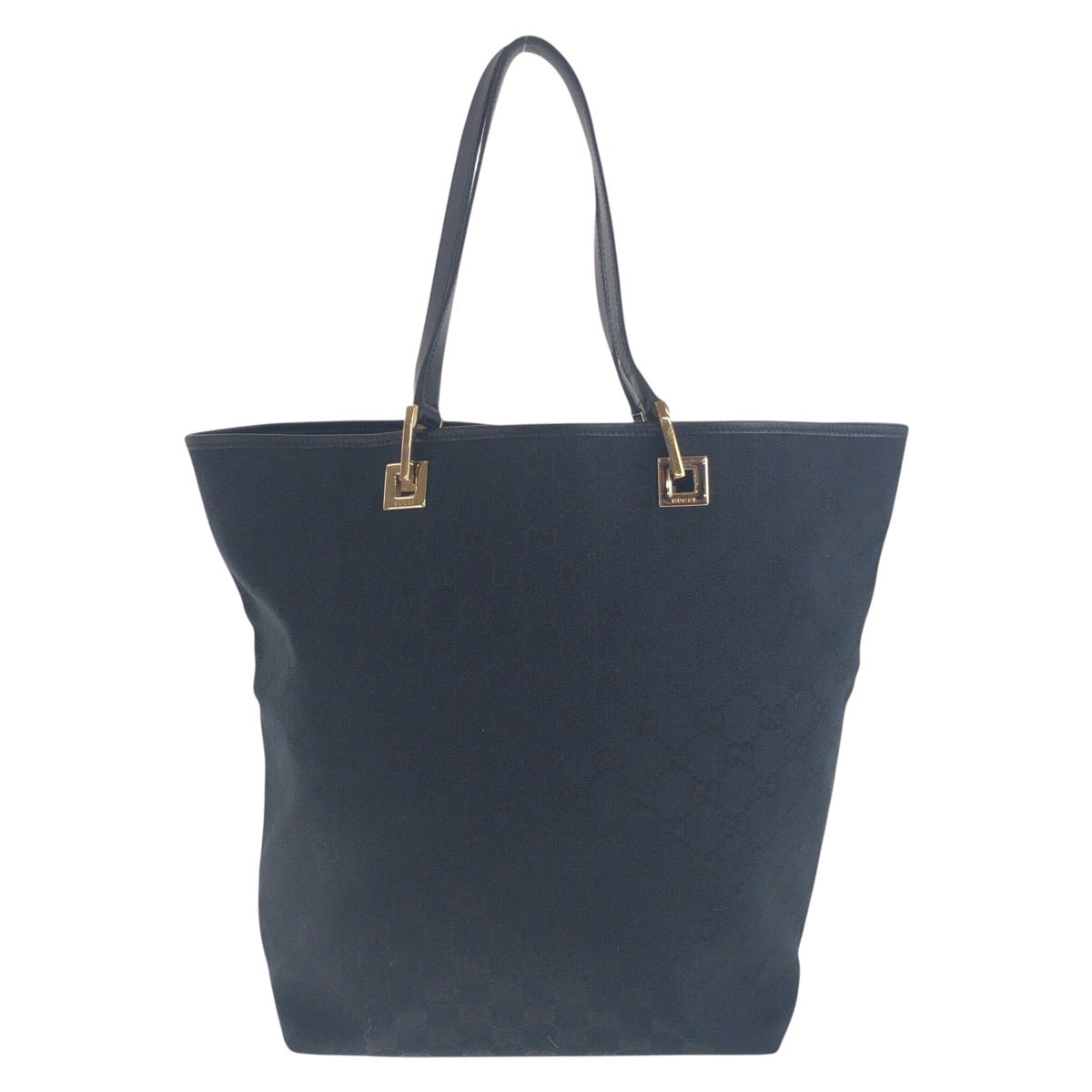 Gucci 002 GG GoldMetal Canvas Black Tote Bag 2