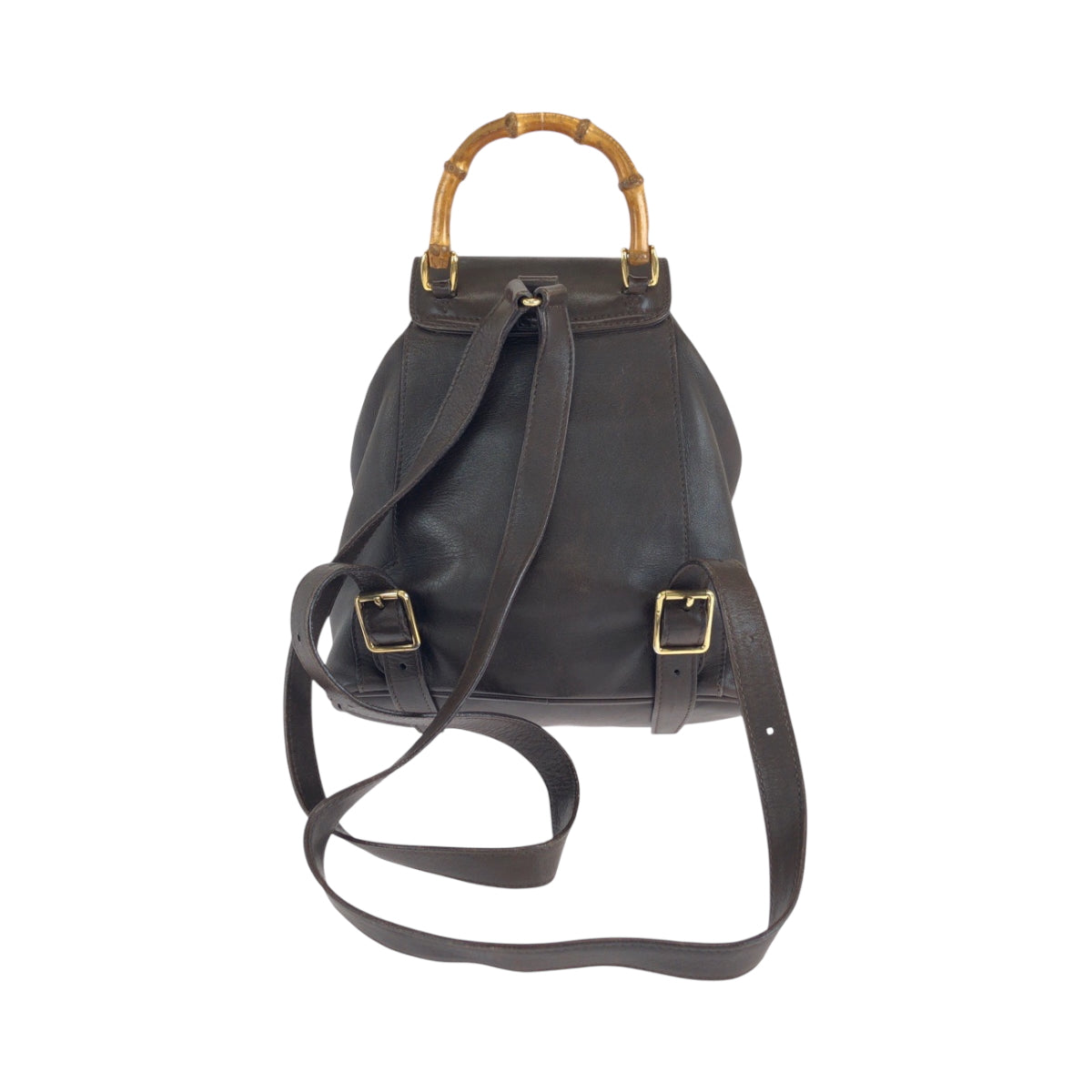 Gucci Backpack 003 Dark Metal Bamboo Leather Brown Gold