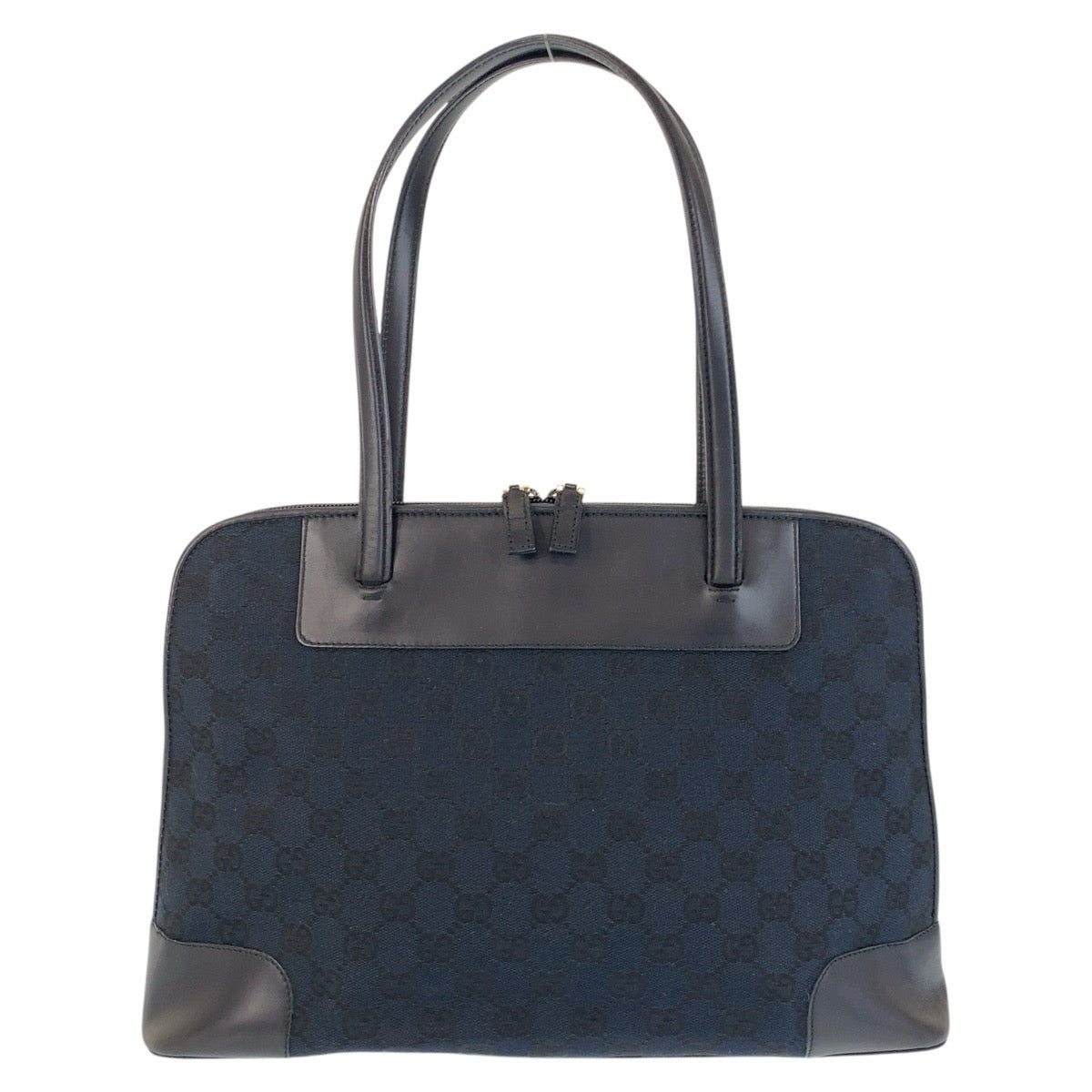Gucci 002 GG GoldMetal Canvas Black Tote Bag