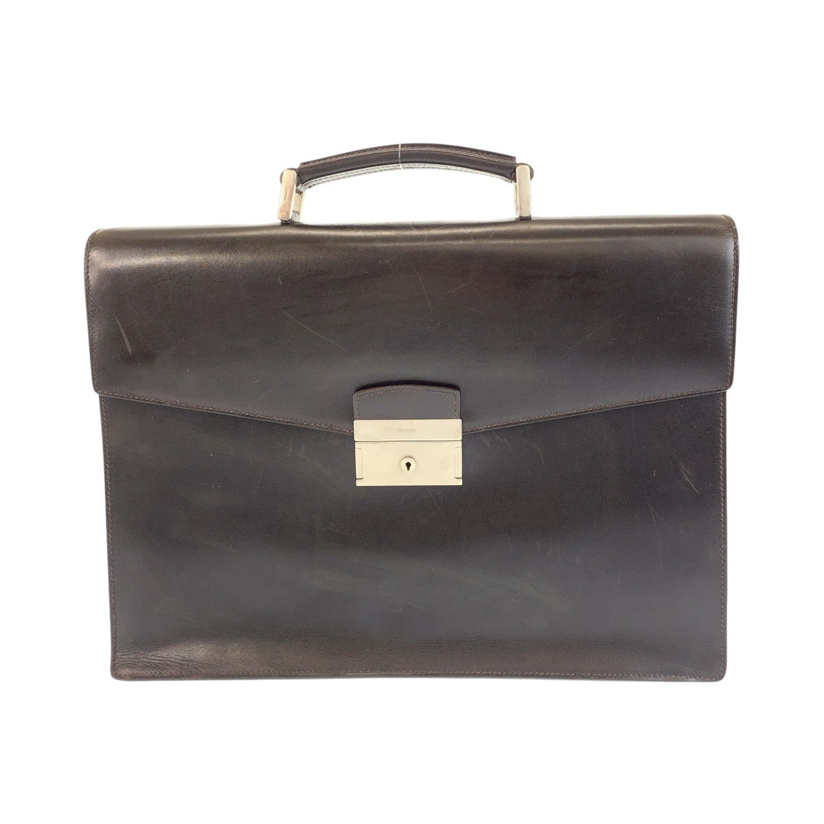 Prada Briefcase Handbag Leather Travel Bag