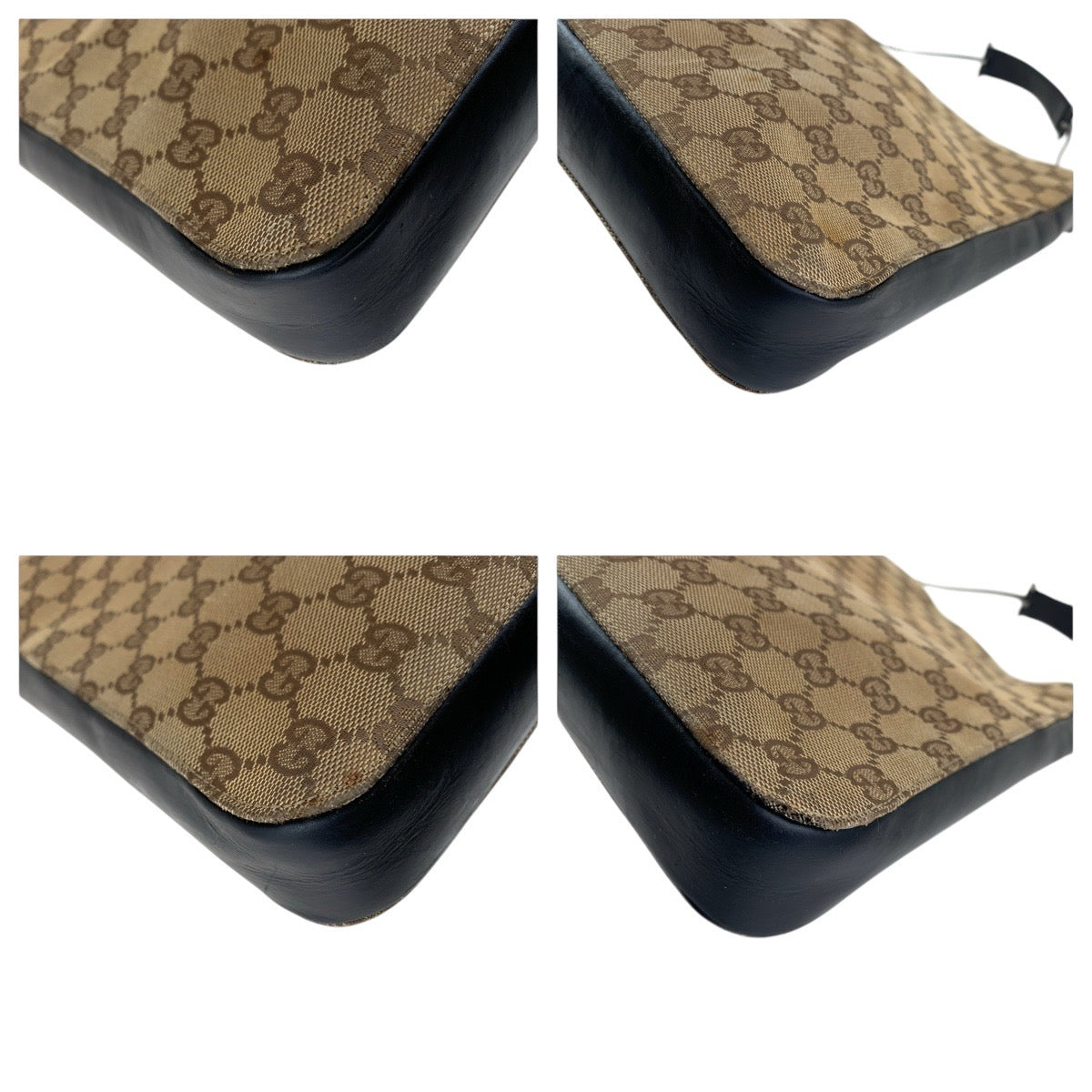 Gucci 001 GG Metal Canvas Brown Silver Shoulder Bag