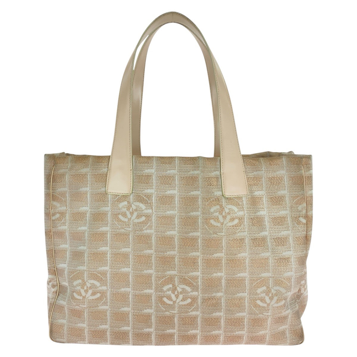 Chanel SilverMetal New line COCO Mark Pink Beige Canvas Travel Bag
