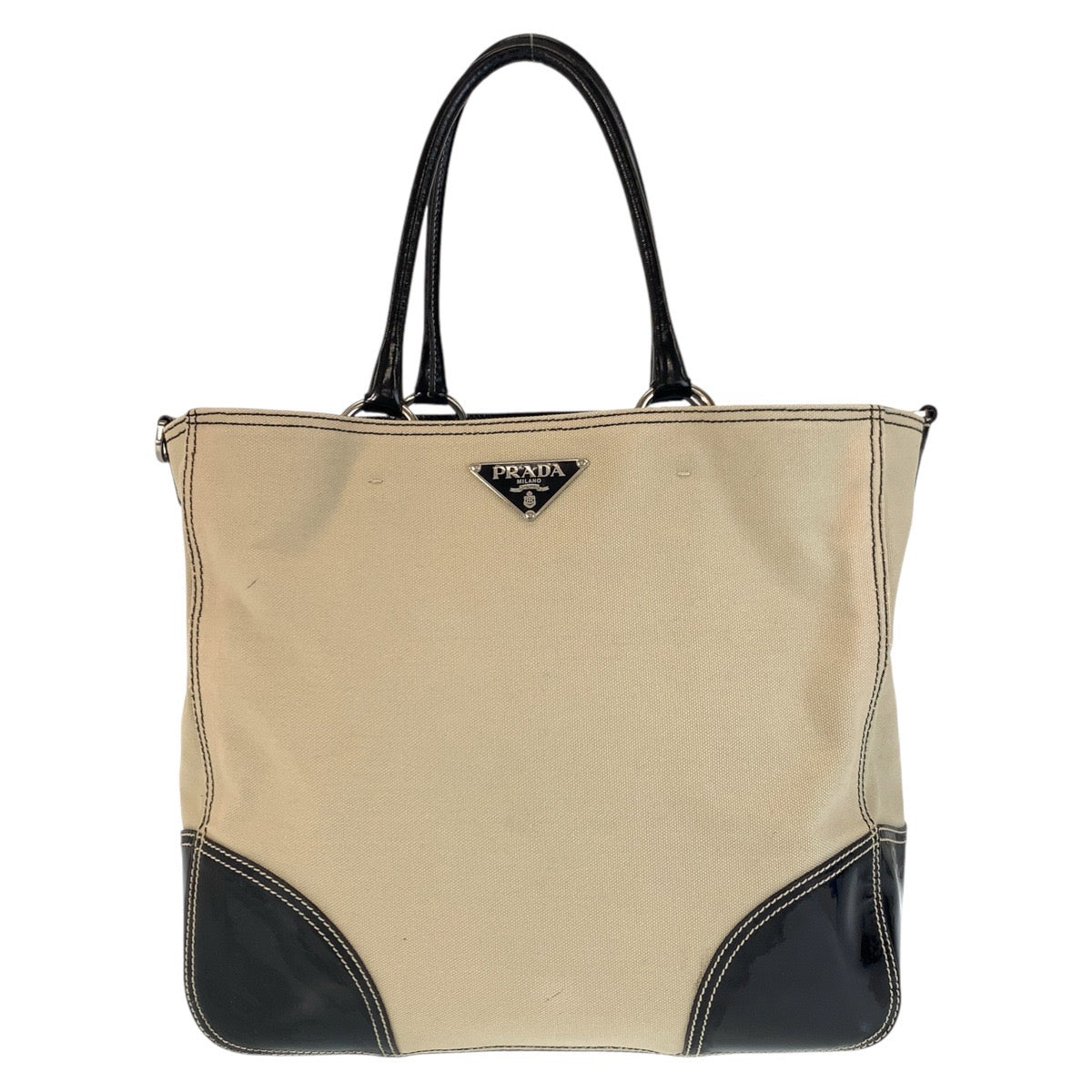Tote Bag Silvermetal Triangle With Logo Canvas Black