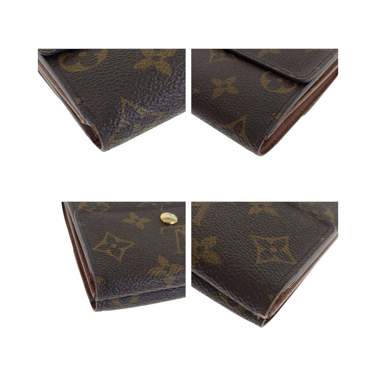 Louis Vuitton Tri-fold M61652 PVC es Credit Monogram Brown Gold Wallet Case