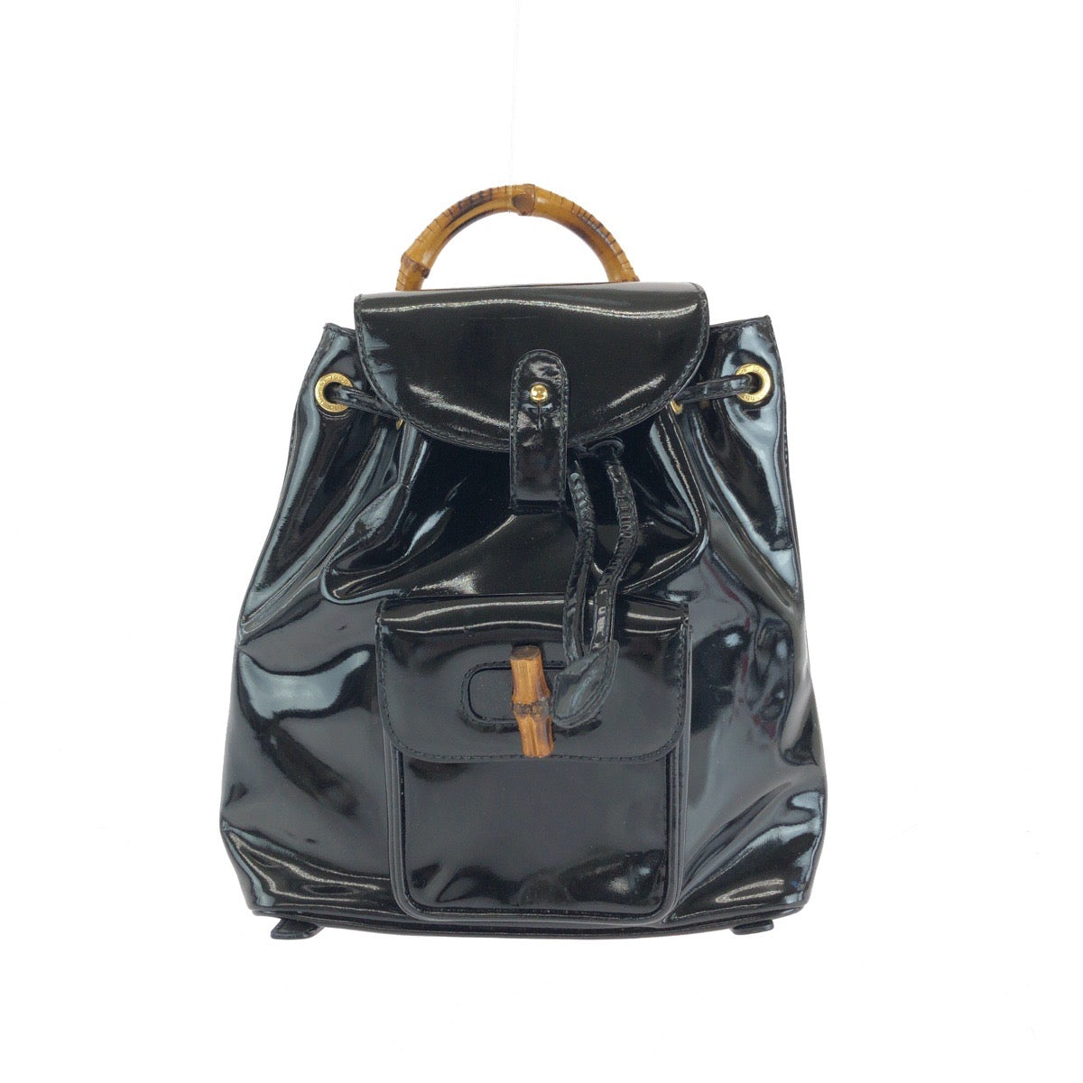 Gucci Bamboo Patent Backpack Leather
