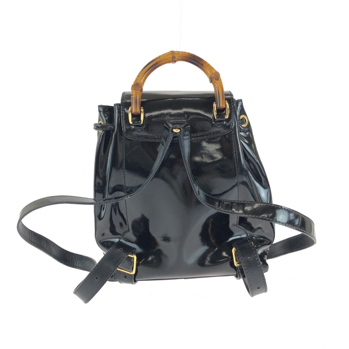 Gucci Bamboo Patent Backpack Leather