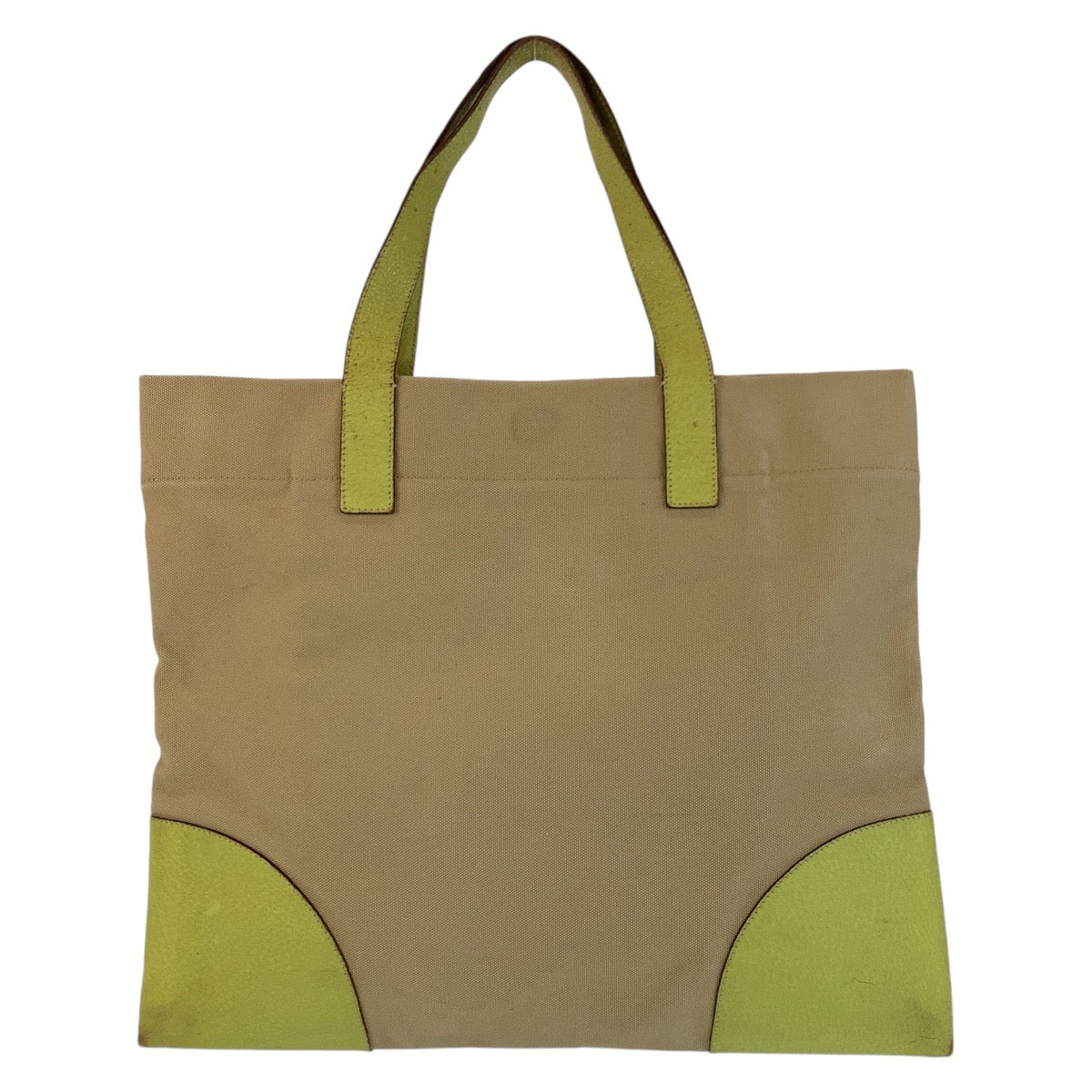 Prada Triangle Plate Tote Bag Leather Canvas Logo