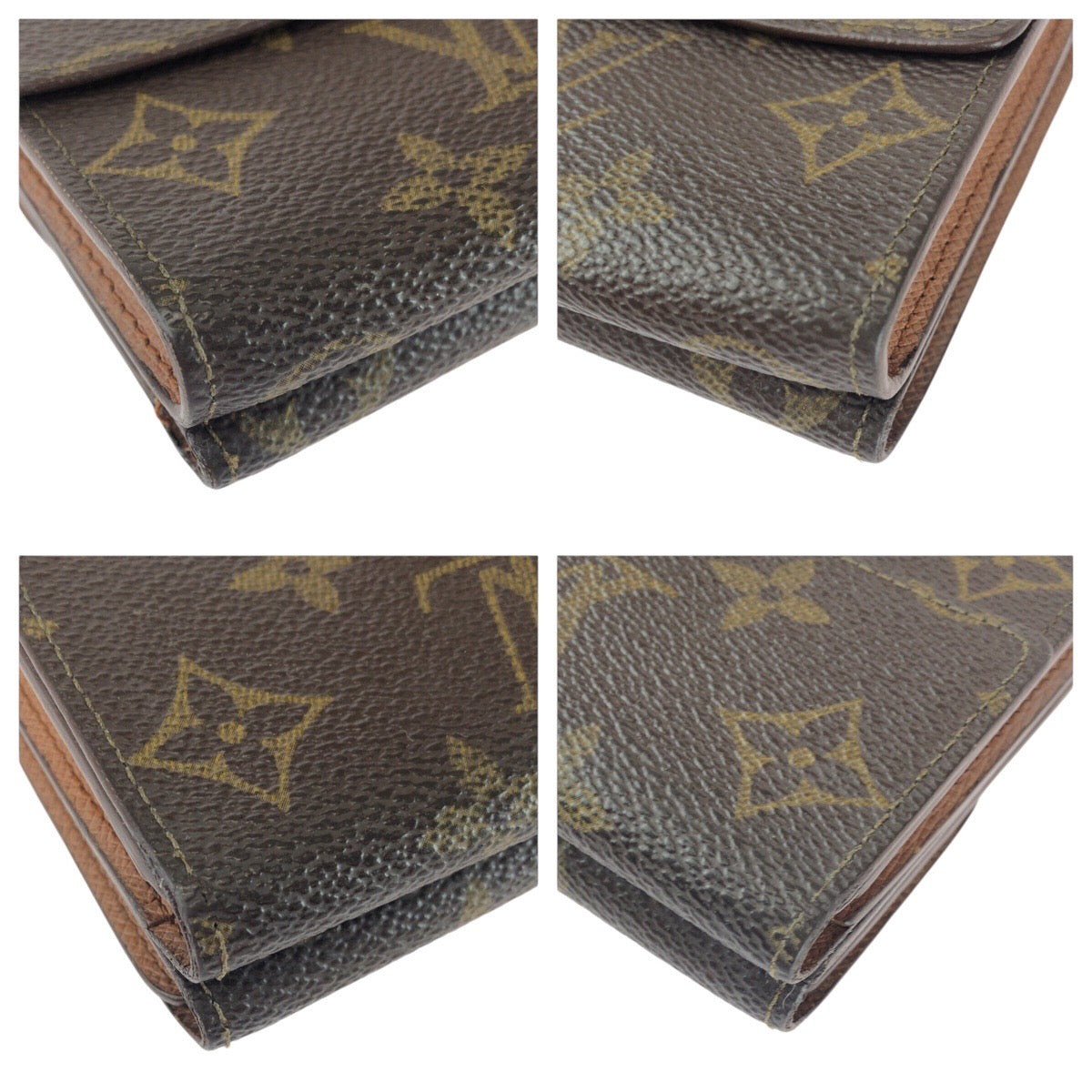 Louis Vuitton Tri-fold M61652 PVC edit Monogram Brown Gold Wallet Case