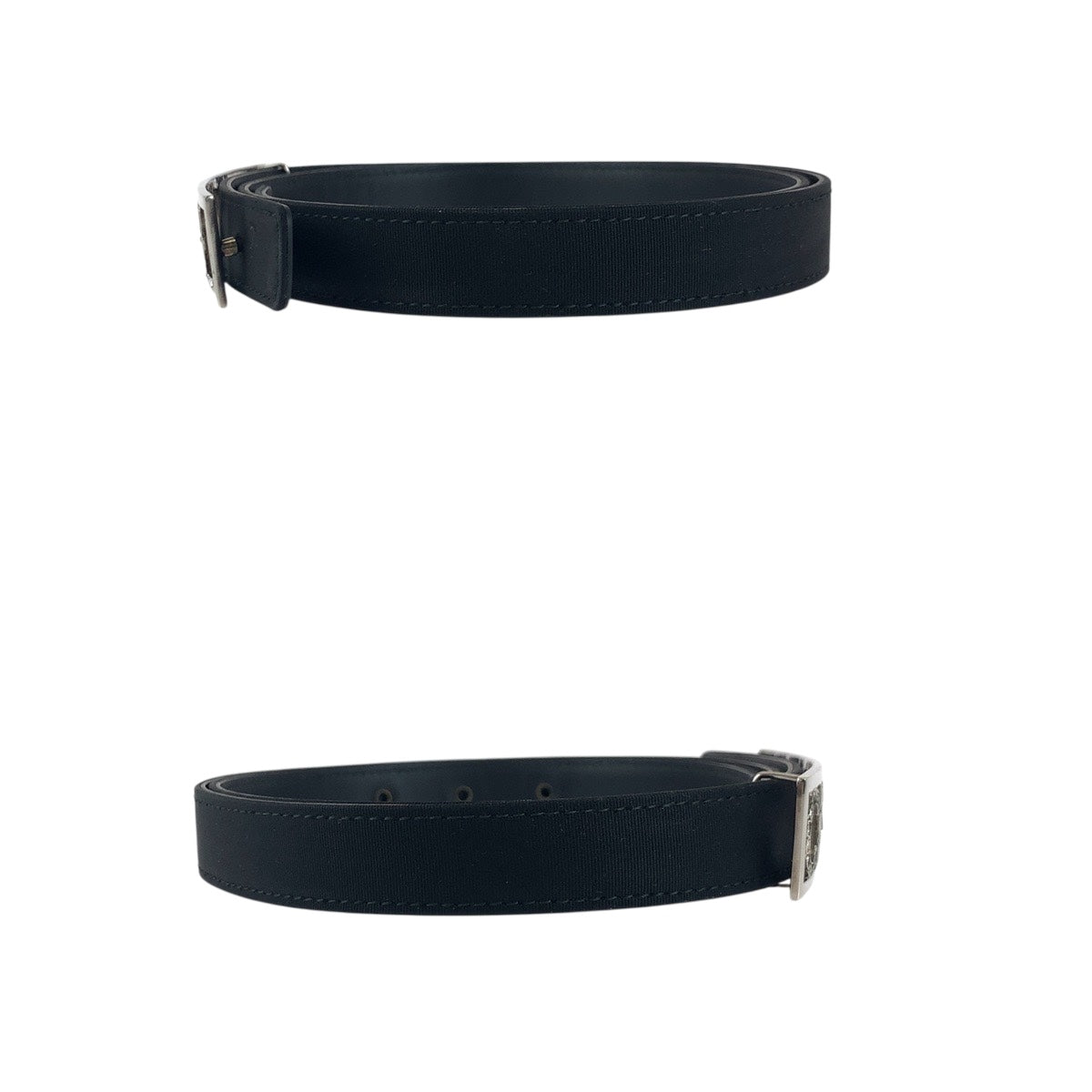 Chanel belt logo rhinestone 34 Black Leather