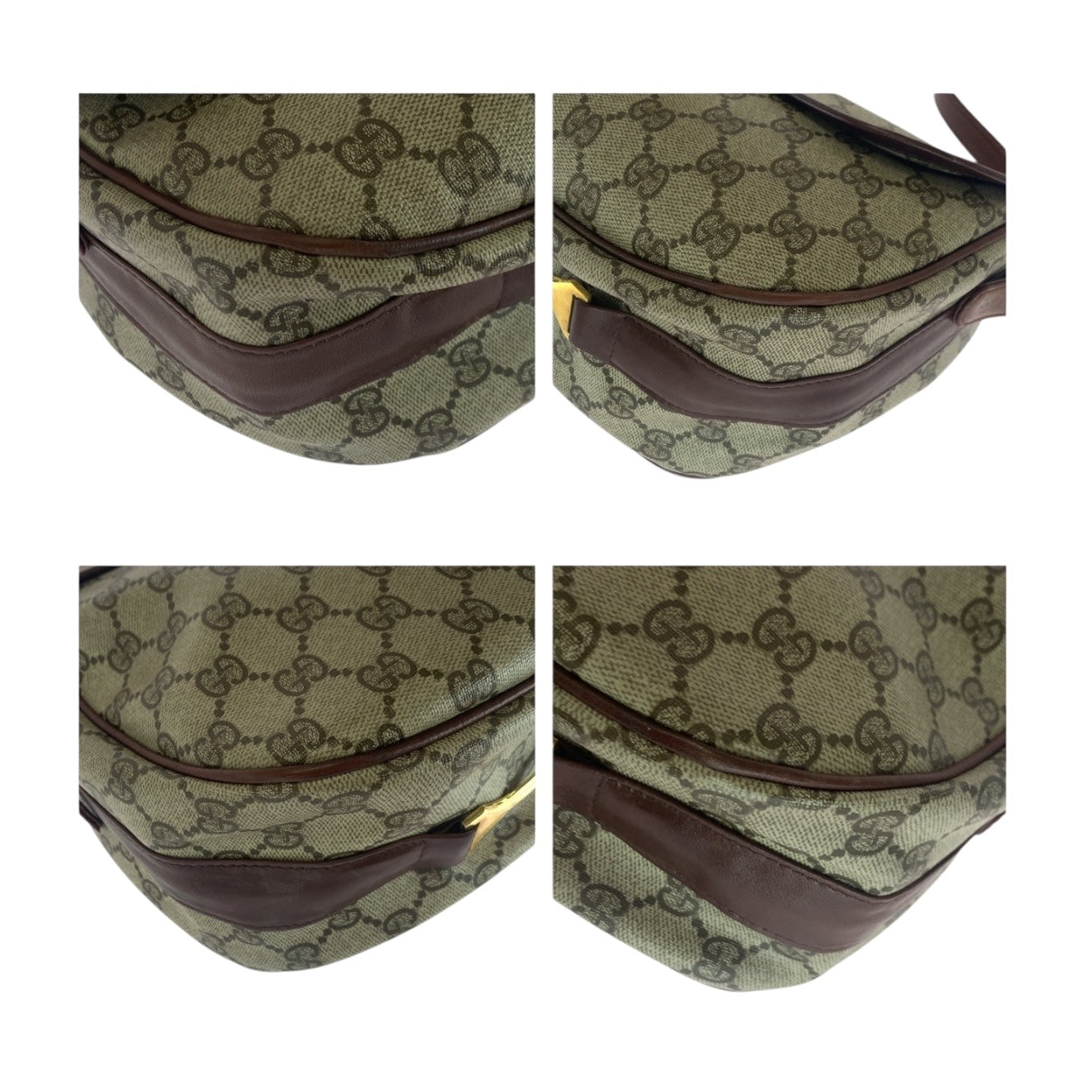 Gucci GG Supreme Metal Old Canvas Brown Beige Gold Shoulder Bag