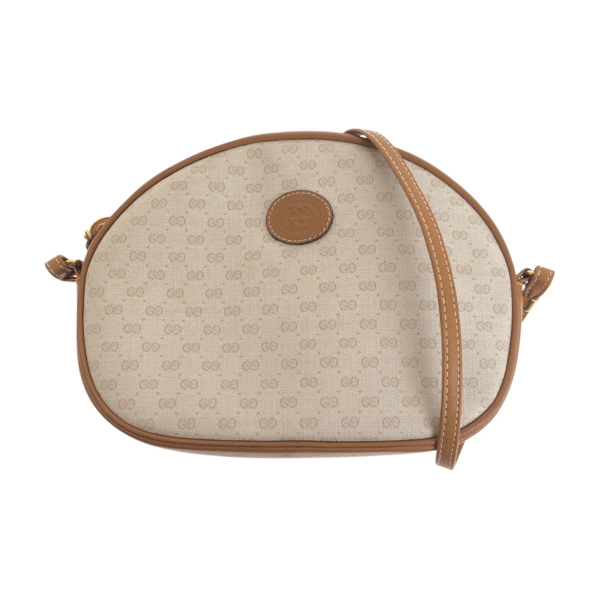 Gucci 007 89 PVC Metal Old Brown Beige Gold Shoulder Bag