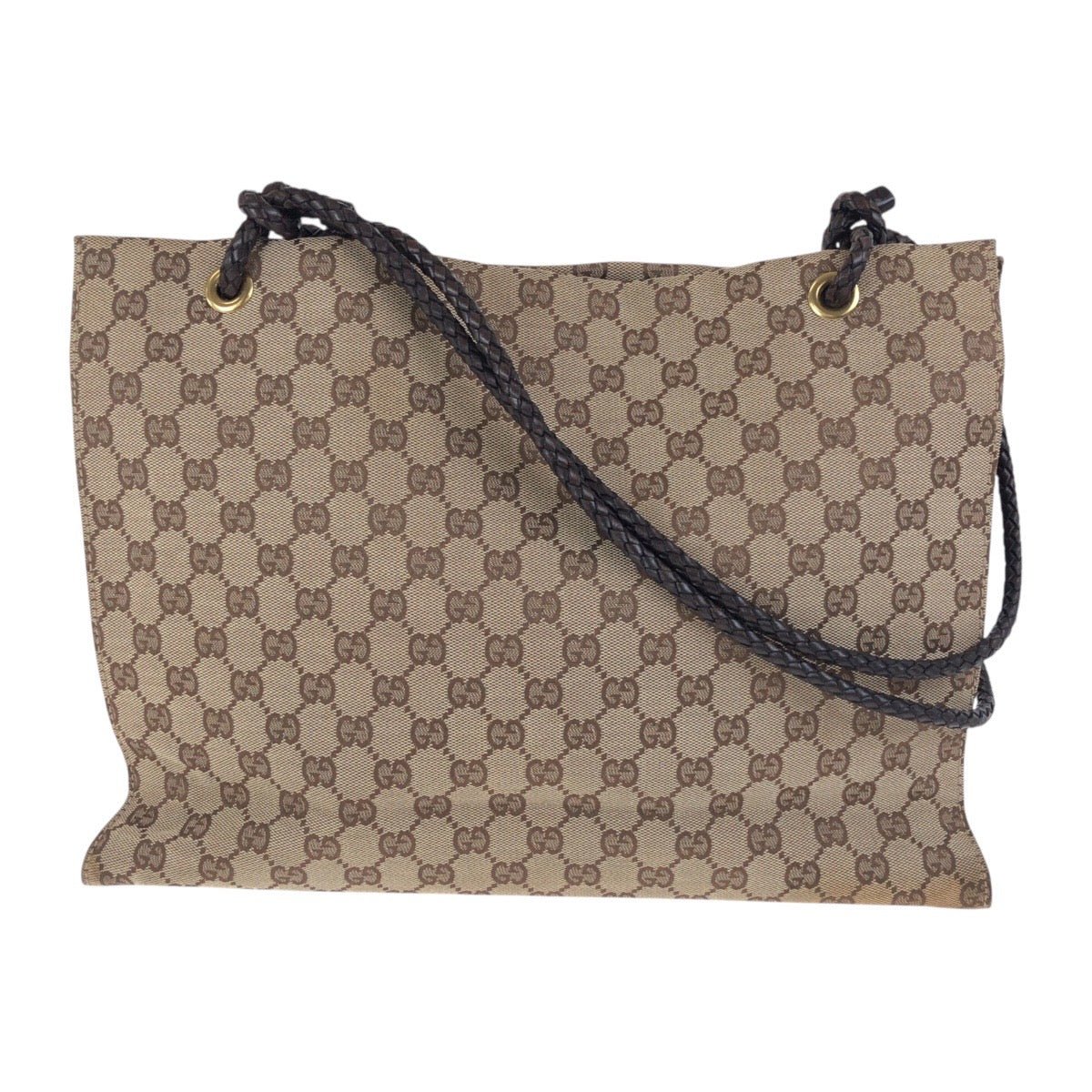 Gucci GG Metal Canvas Brown Beige Gold Tote Bag 2