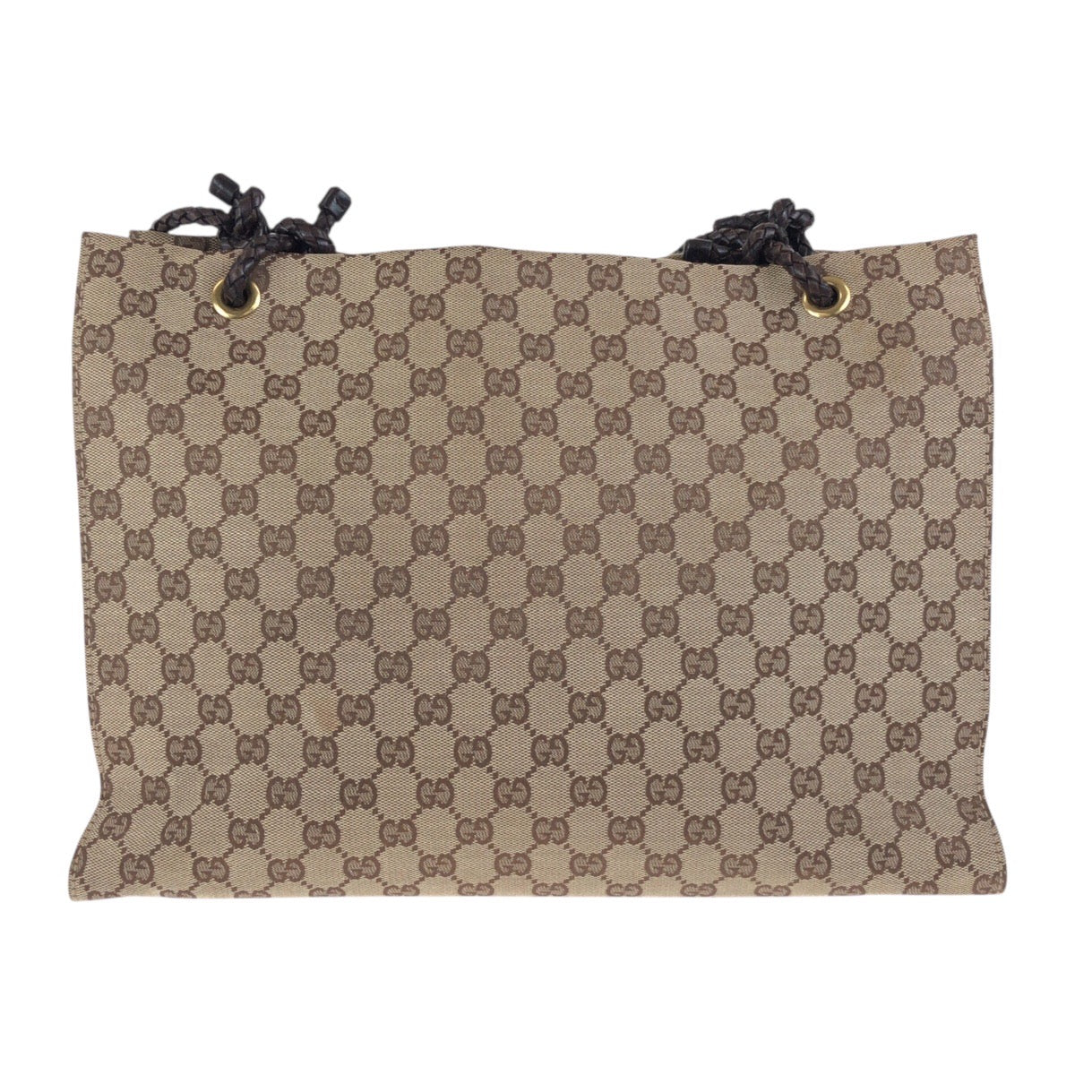 Gucci GG Metal Canvas Brown Beige Gold Tote Bag 2