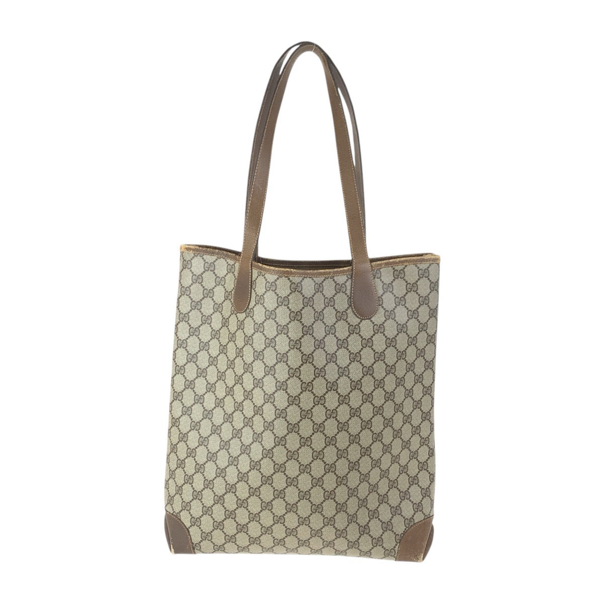 Gucci 002 904 GG Supreme Metal Canvas Brown Beige Gold Tote Bag