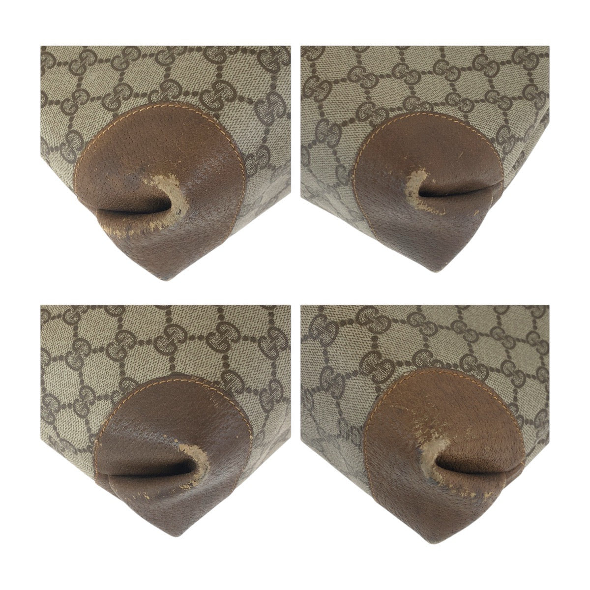 Gucci 002 904 GG Supreme Metal Canvas Brown Beige Gold Tote Bag