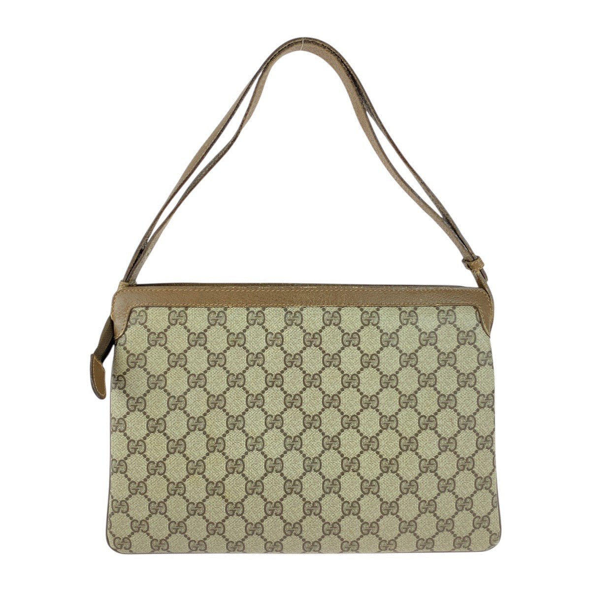 Gucci 14 02 013 GG Supreme Canvas Brown Beige Gold Handbag