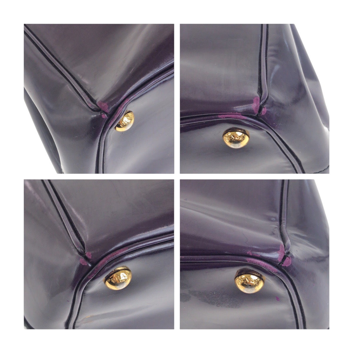 Tote Bag Enamel Purple Metal Galleria Triangle Gold Logo