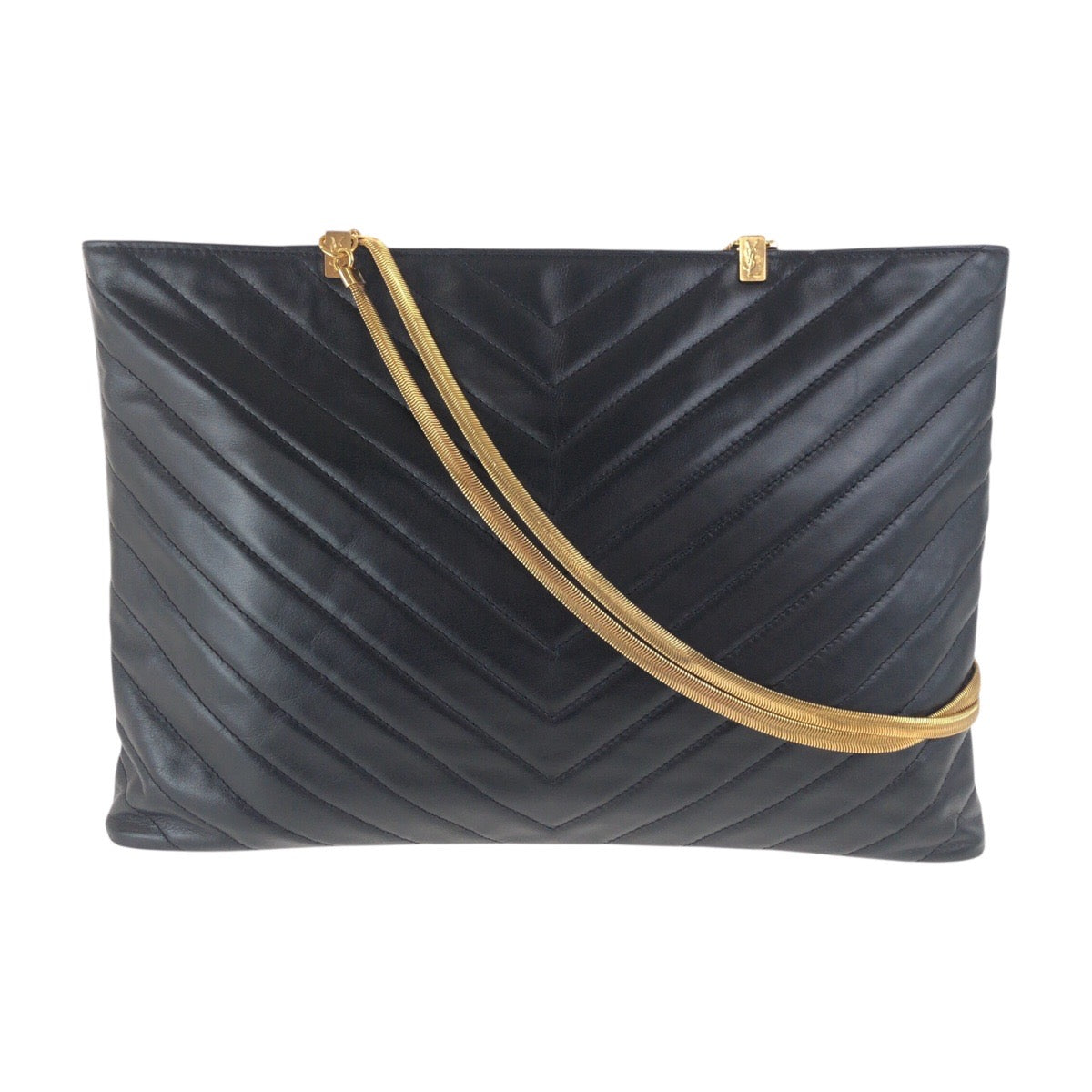 YSL Saint Laurent Shoulder Bag Calfskin Goldmetal Quilting Black Red