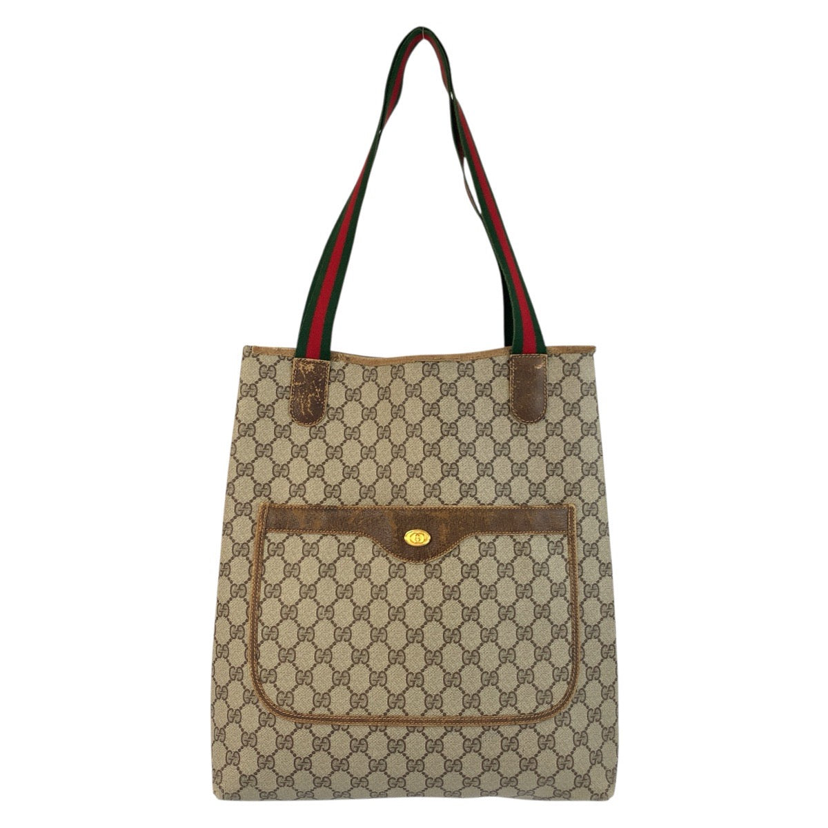 Gucci 16 002 GG Supreme Metal Canvas Beige Gold Tote Bag