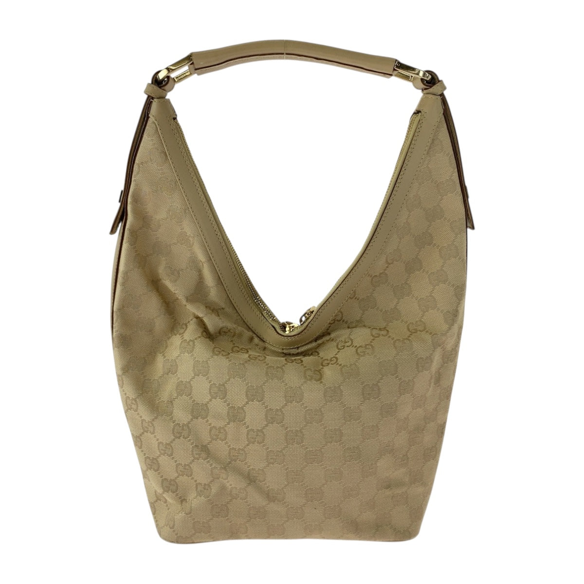 Gucci GG SilverMetal Canvas Beige Shoulder Bag