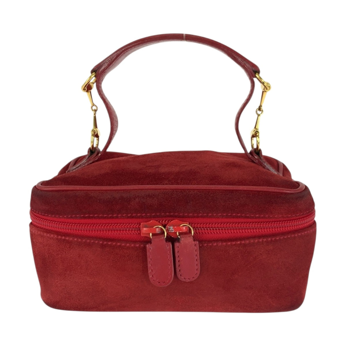Gucci 032 Metal Horsebit Suede Red Gold Handbag