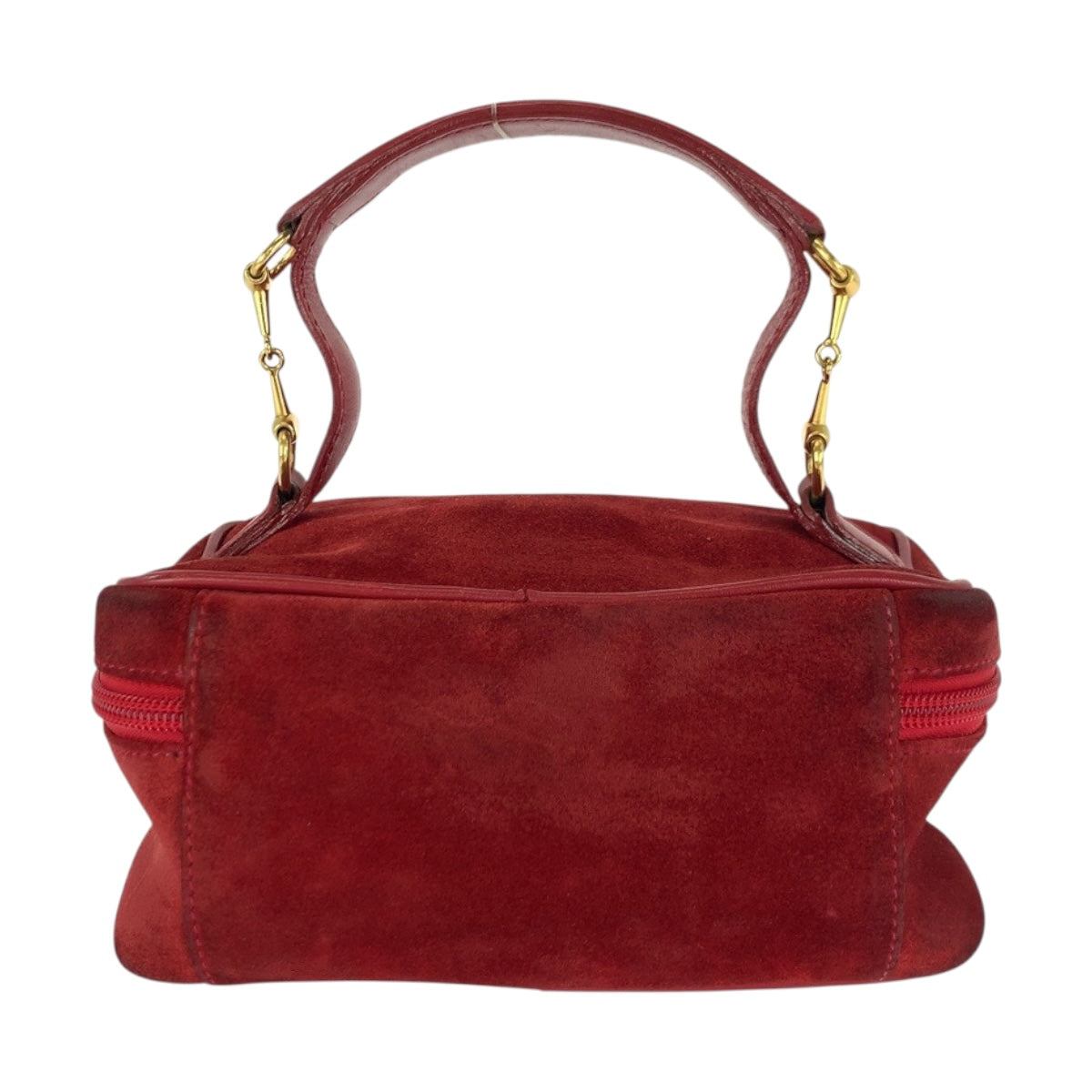 Gucci 032 Metal Horsebit Suede Red Gold Handbag