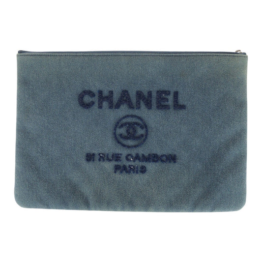 Chanel denim Deauville Sequin Blue Clutch Bag