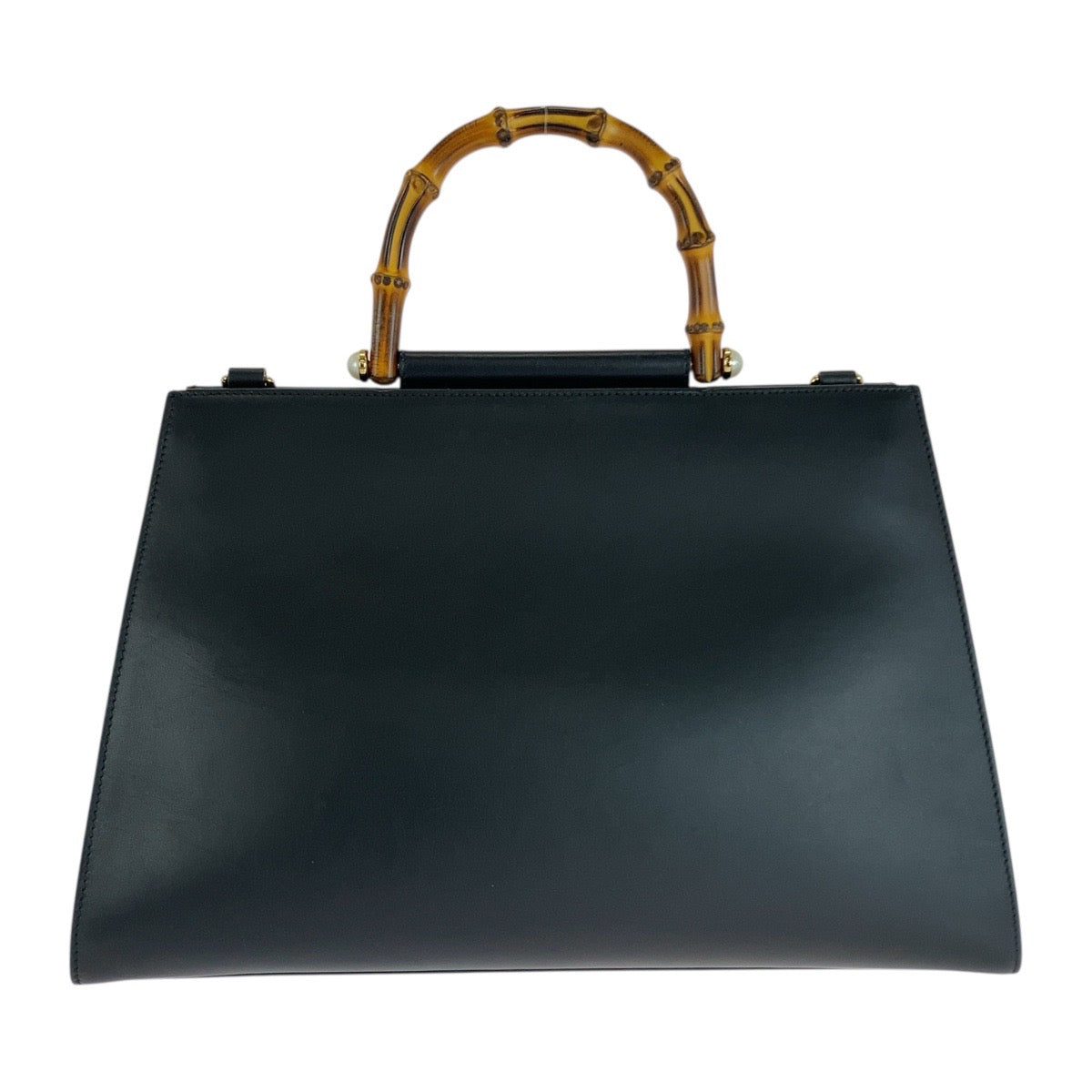Gucci GoldMetal Bamboo Nim Fair Leather Black Handbag