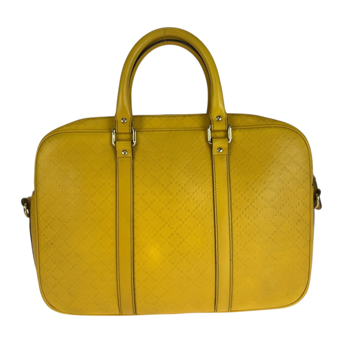 Gucci Business Yellow Diamante Leather Silver Handbag