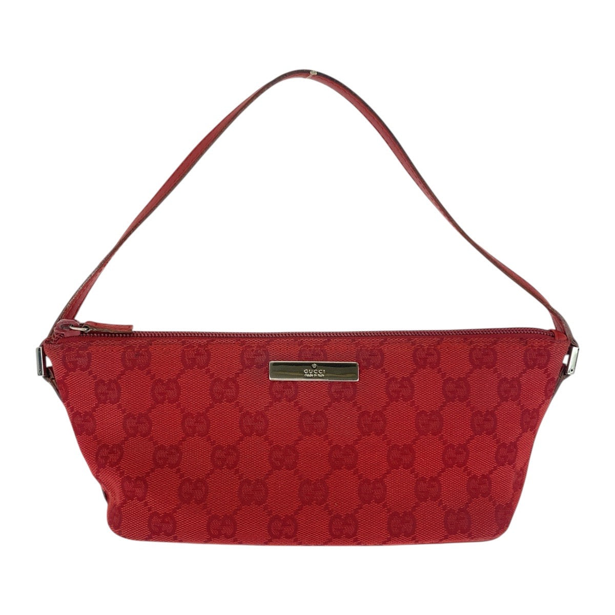 Gucci 039 GG Metal Canvas Red Silver Handbag