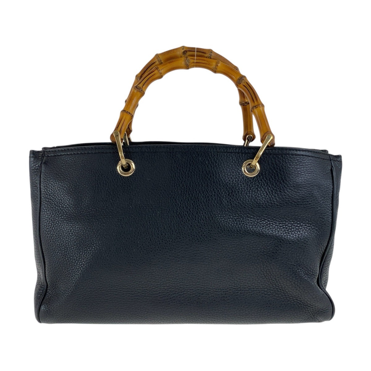 Gucci Bamboo Shopper Leather Black Gold Handbag