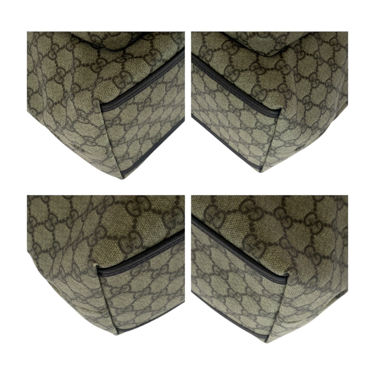 Gucci GG Supreme Canvas Brown Beige Silver Tote Bag