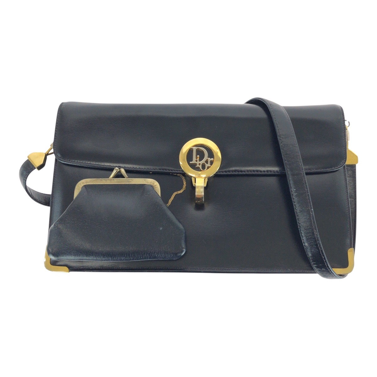 Dior Shoulder Bag Goldmetal Leather Black