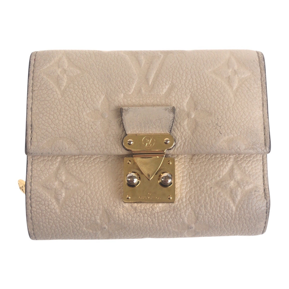 Louis Vuitton Tri-fold M81071 Ivory Compact Monogram Leather Beige Gold Wallet Case