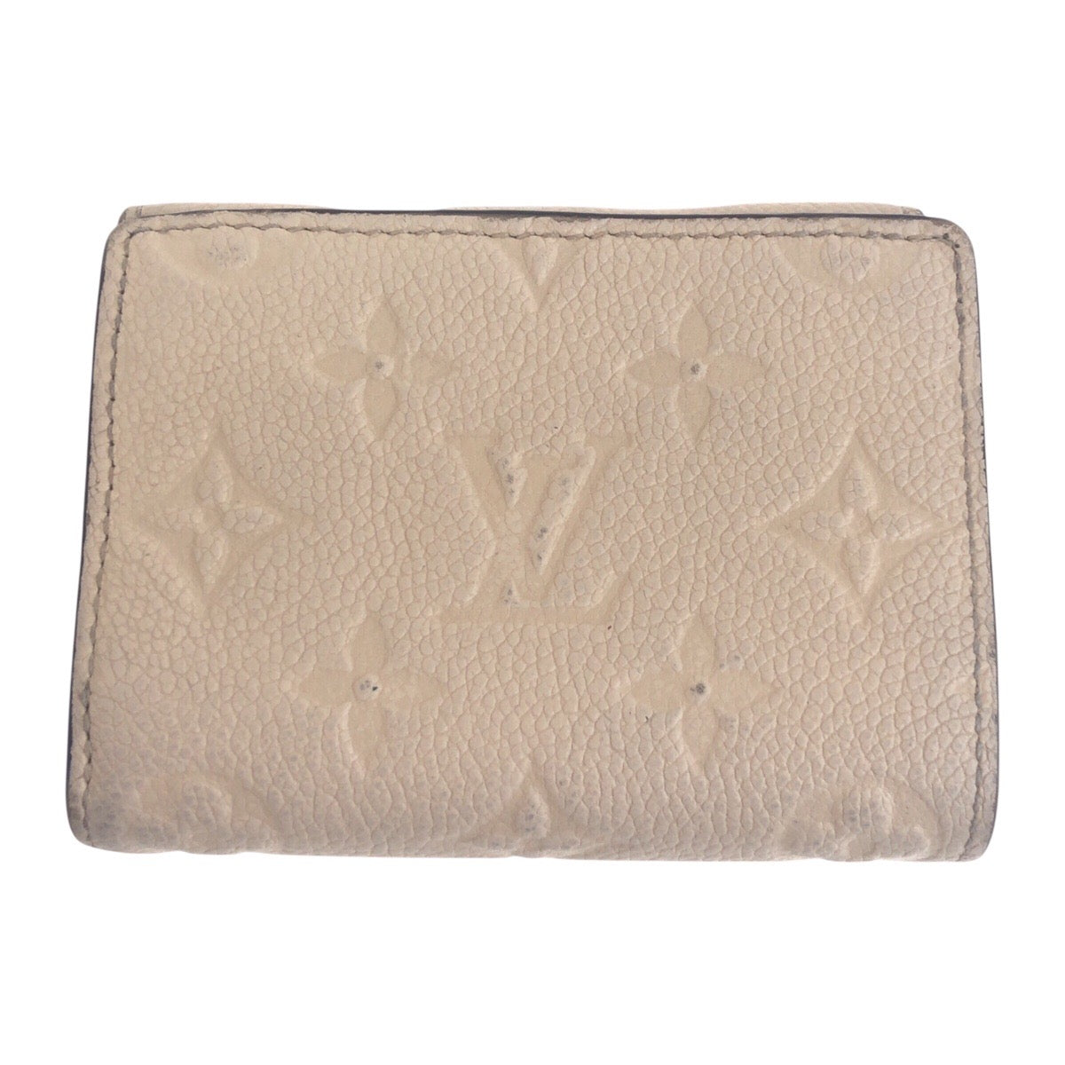 Louis Vuitton Tri-fold M81071 Ivory Compact Monogram Leather Beige Gold Wallet Case
