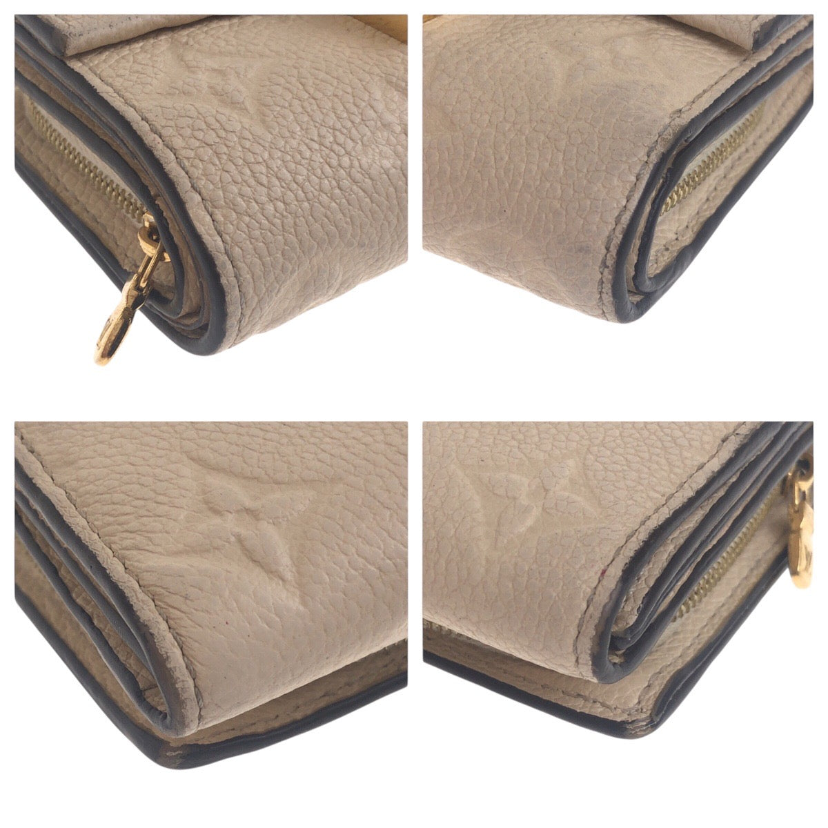 Louis Vuitton Tri-fold M81071 Ivory Compact Monogram Leather Beige Gold Wallet Case