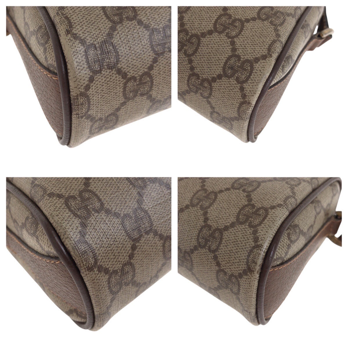 Gucci 001 904 GG Supreme Metal Canvas Brown Beige Gold Shoulder Bag
