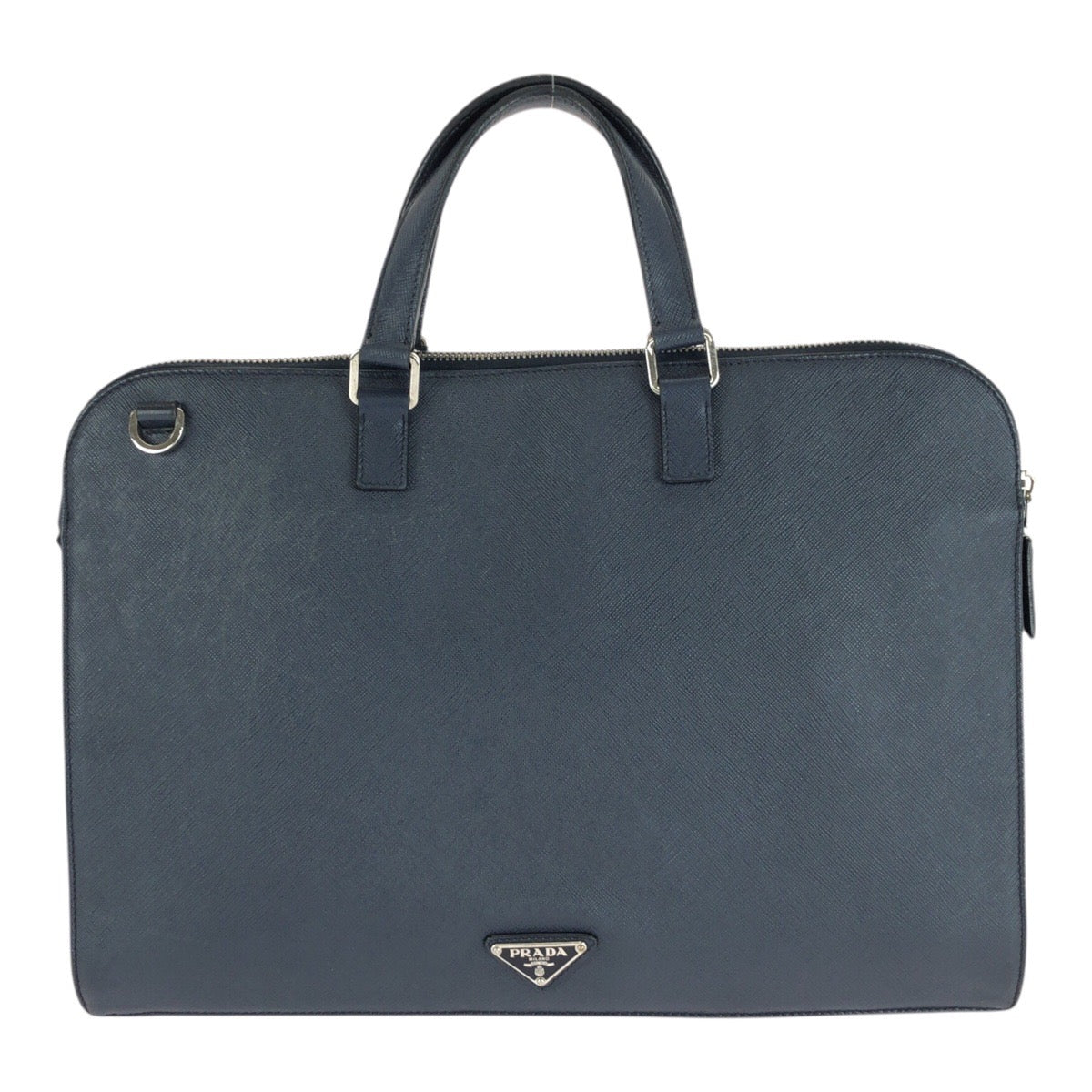 Business Bag Navy Silvermetal Safiano Triangle With Leather Travel Bag