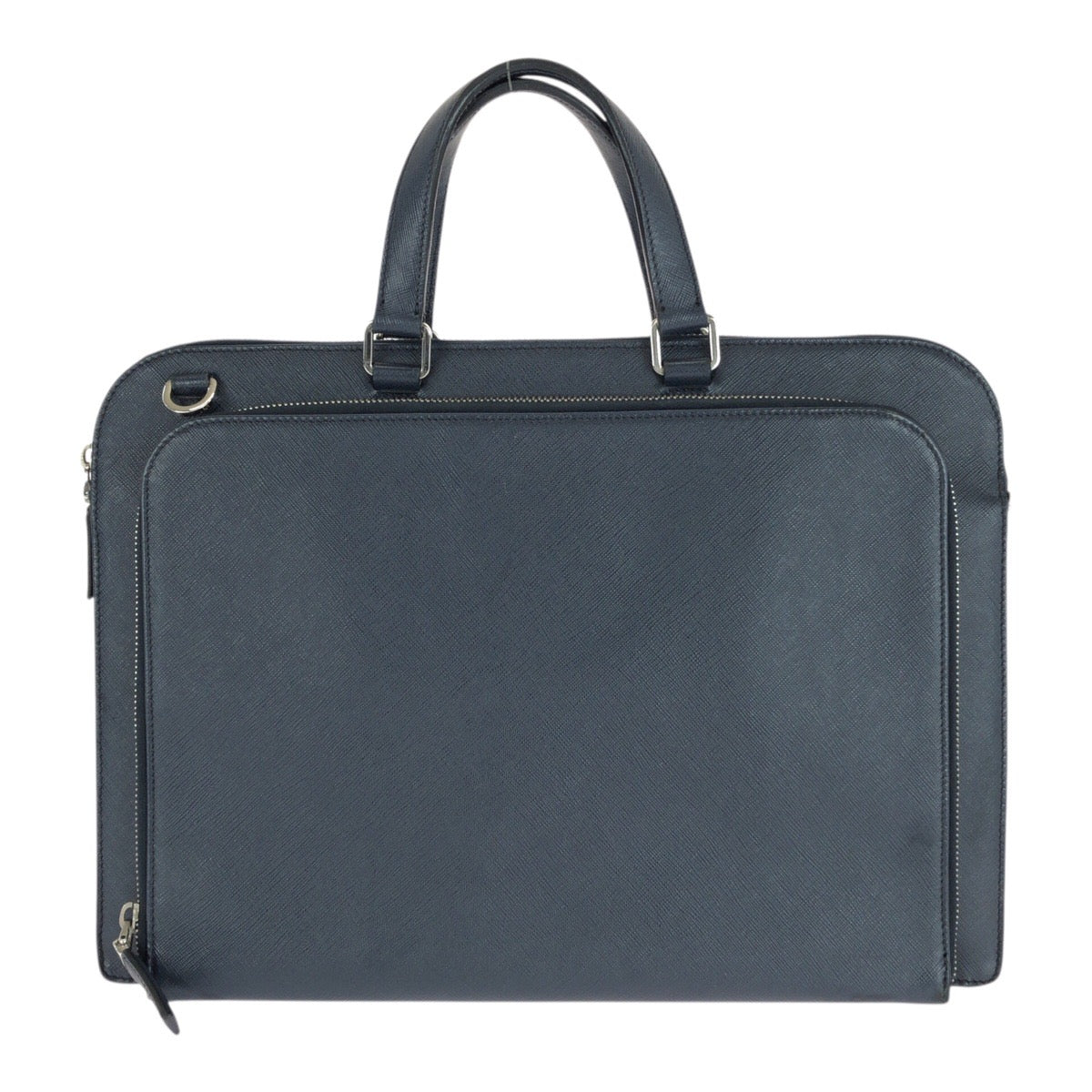 Business Bag Navy Silvermetal Safiano Triangle With Leather Travel Bag