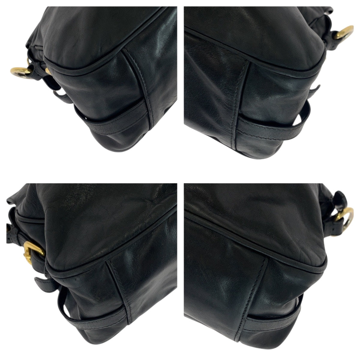 Shoulder Bag Goldmetal Logo Leather Black